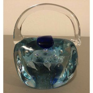 Art Glass Purse Paperweight Reptile Like Abstract